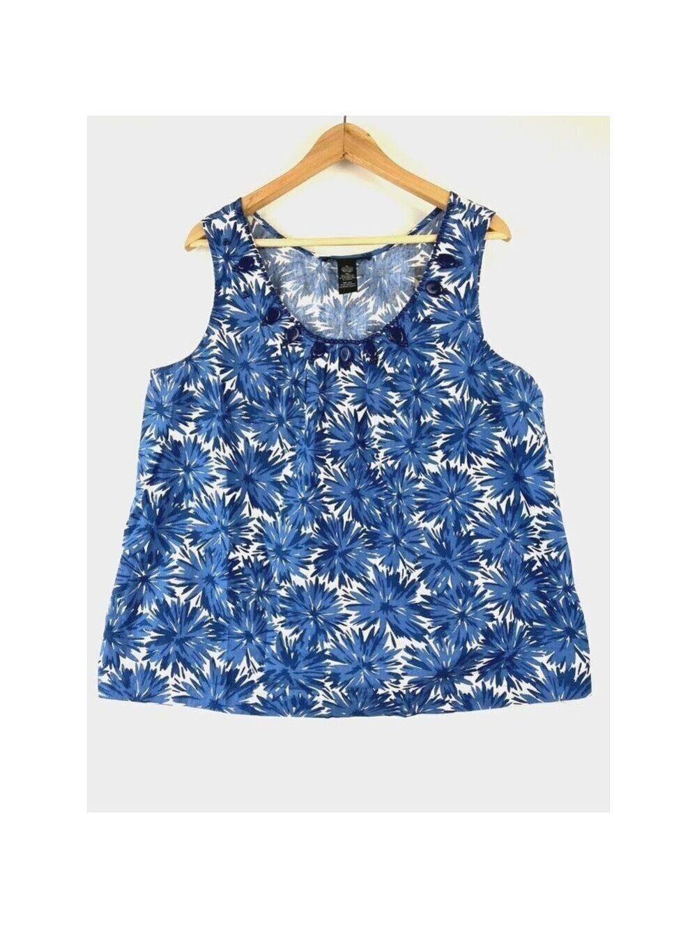 Josephine Chaus Blue Neck Embellished Sleeveless Blouse Size XL